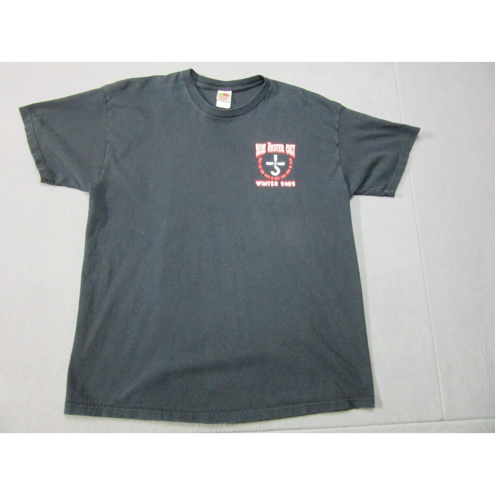 Vtg Blue Oyster Cult Shirt Mens 2XL Black Y2K 2002 Winter Tour Fruit Of The Loom